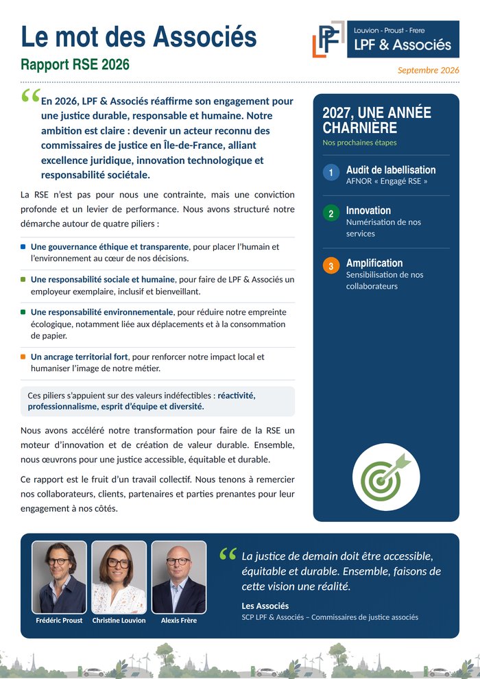 Aperçu du document Le mot des Associés